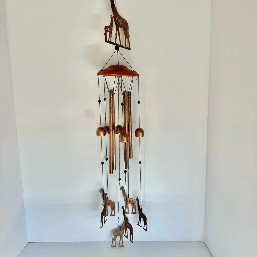 Etzen Giraffe Metal Wind Chimes featuring a Giraffe Motif theme in bronze toned